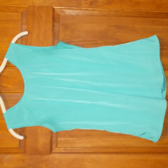 Merona woman's size SP sleeveless sheer top w front ruching, back fabric button - Picture 1 of 9